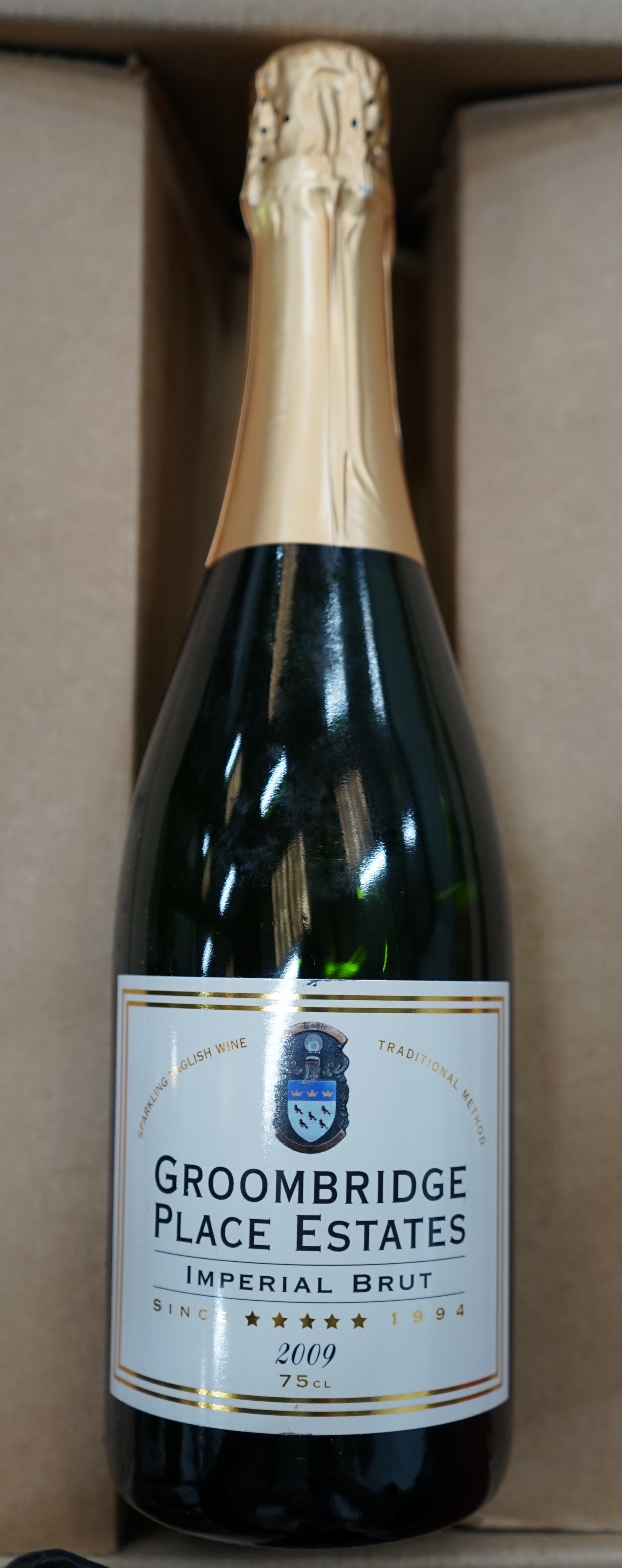 Twelve bottles of Groombridge Place Estate Imperial Brut 2009 English sparkling wine